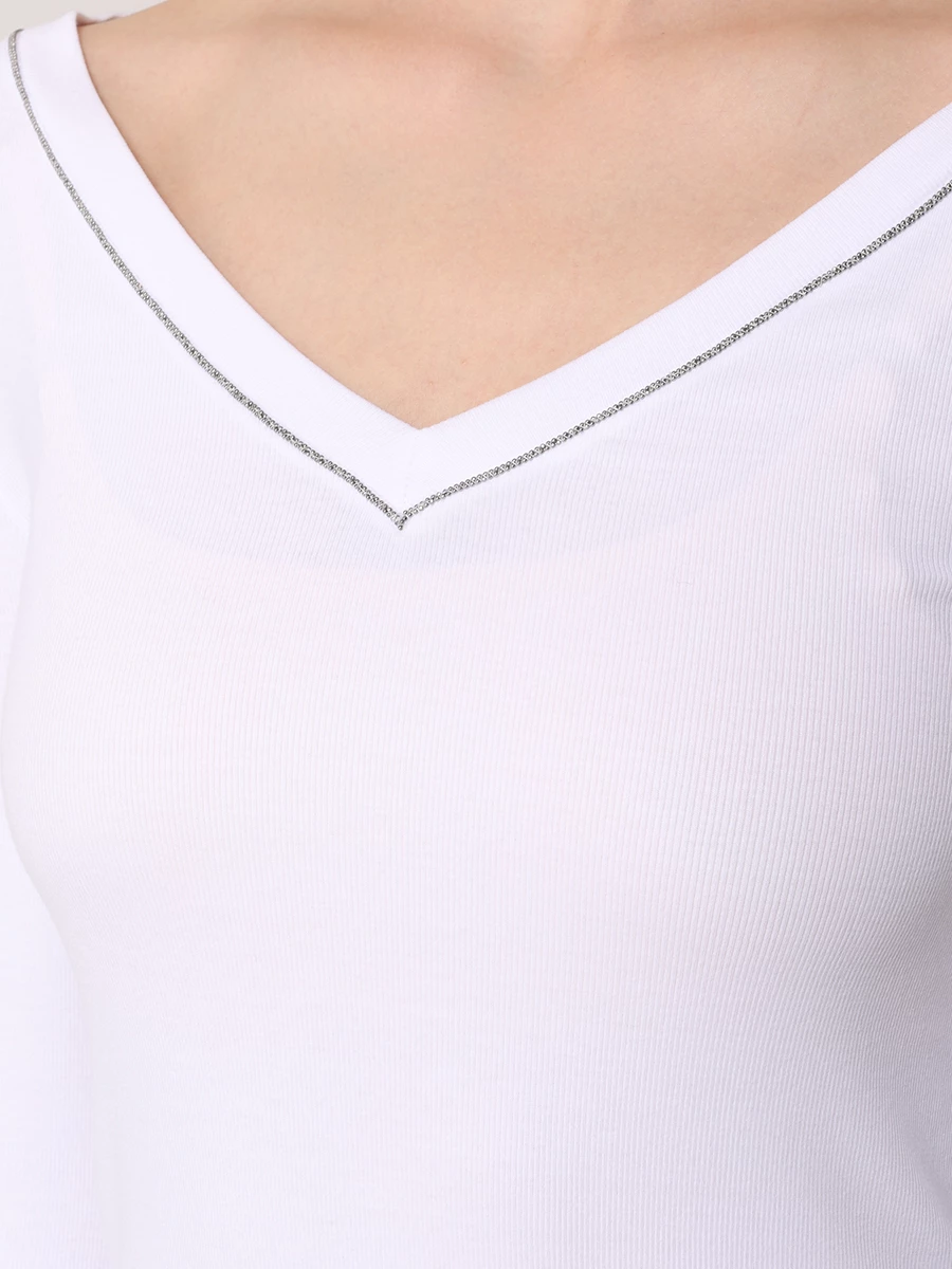 Футболка хлопковая BRUNELLO CUCINELLI MPTC8BJ302 C159 Белый  Фото 5