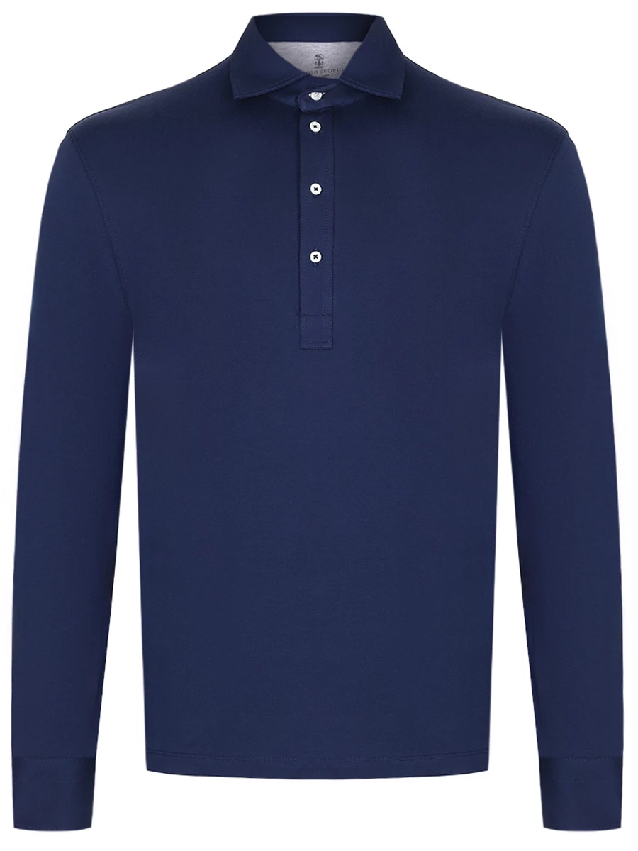 Поло хлопковое BRUNELLO CUCINELLI M0B133914 C9695 Синий 