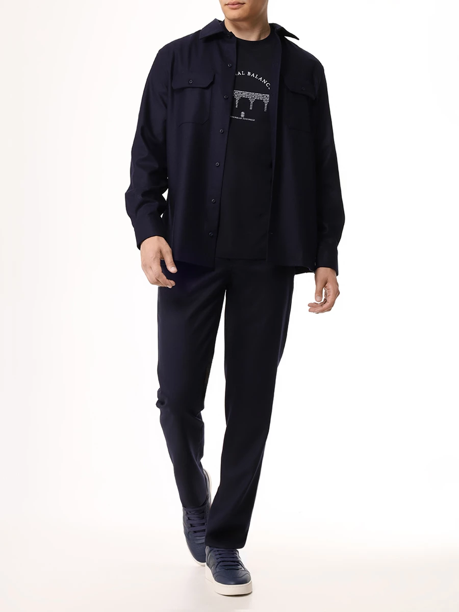 Брюки Italian Fit шерстяные BRUNELLO CUCINELLI ME226B2326 C334 Темно- Синий  Фото 2