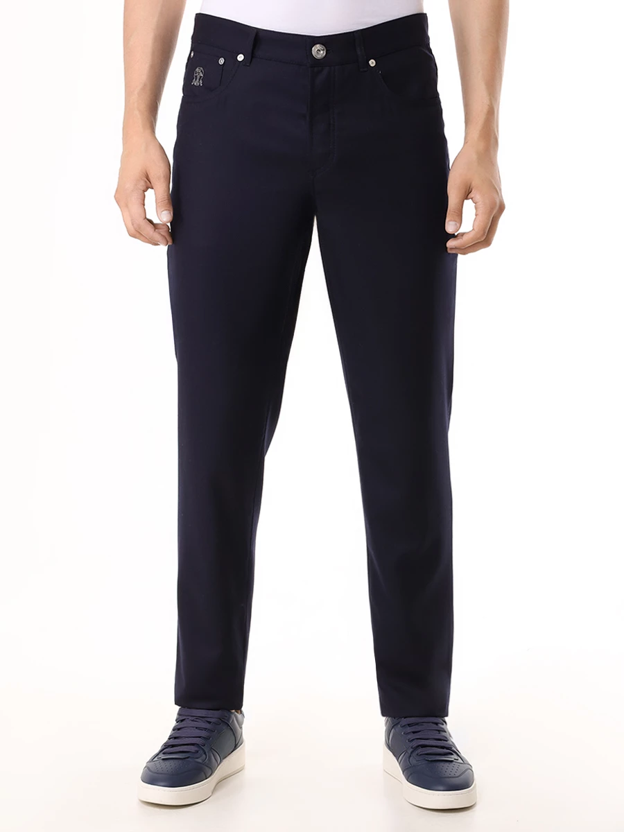 Брюки Italian Fit шерстяные BRUNELLO CUCINELLI ME226B2326 C334 Темно- Синий  Фото 4