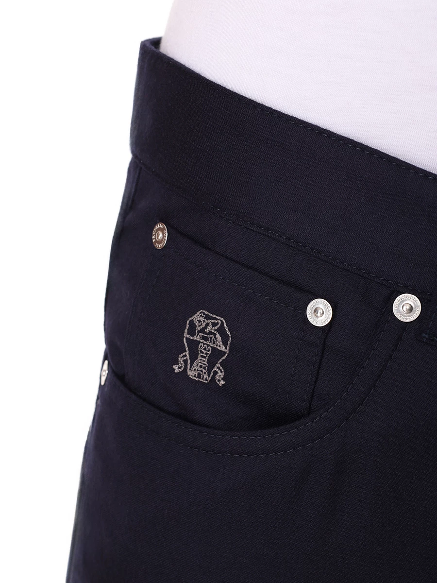 Брюки Italian Fit шерстяные BRUNELLO CUCINELLI ME226B2326 C334 Темно- Синий  Фото 5