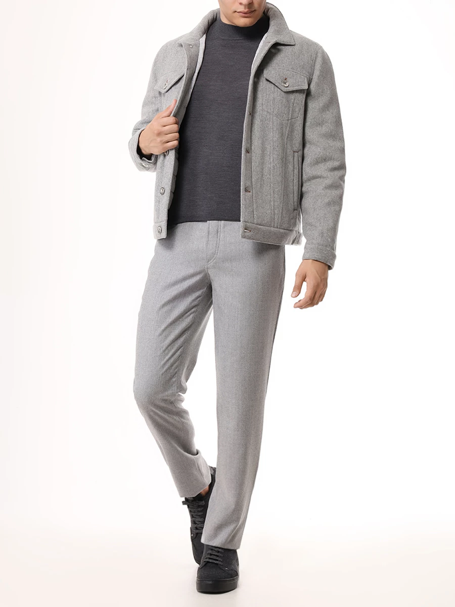 Брюки Italian Fit шерстяные BRUNELLO CUCINELLI ME226B2326 C272 Серый  Фото 2