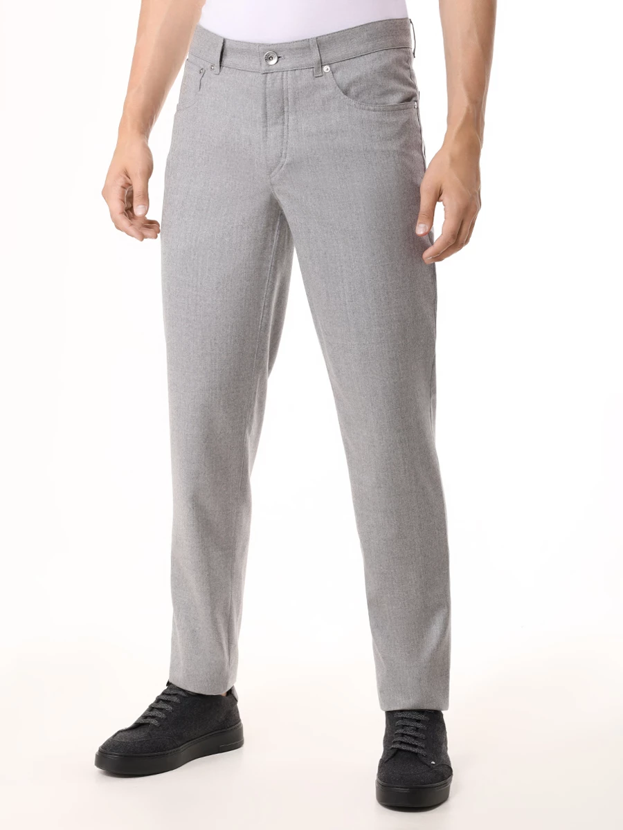 Брюки Italian Fit шерстяные BRUNELLO CUCINELLI ME226B2326 C272 Серый  Фото 4