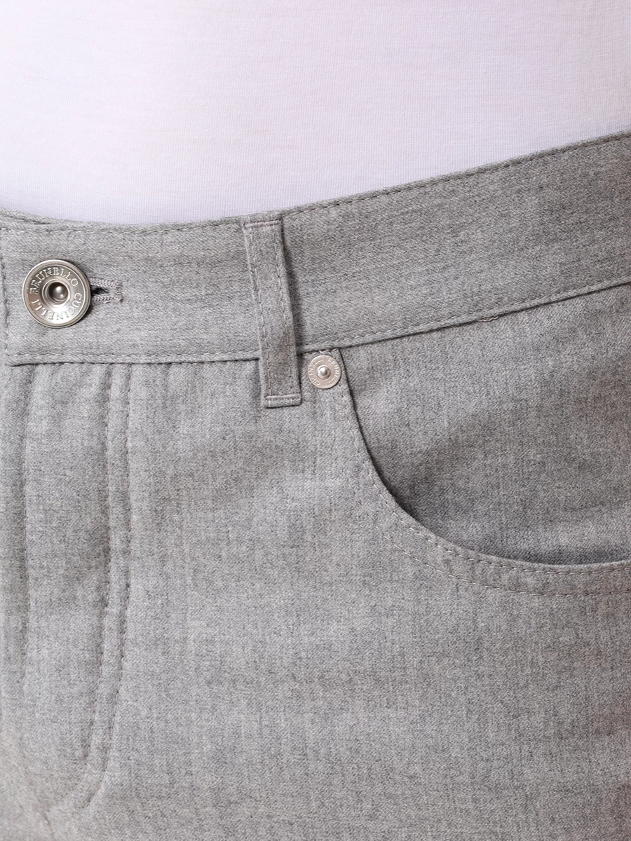 Брюки Italian Fit шерстяные BRUNELLO CUCINELLI ME226B2326 C272 Серый  Фото 5