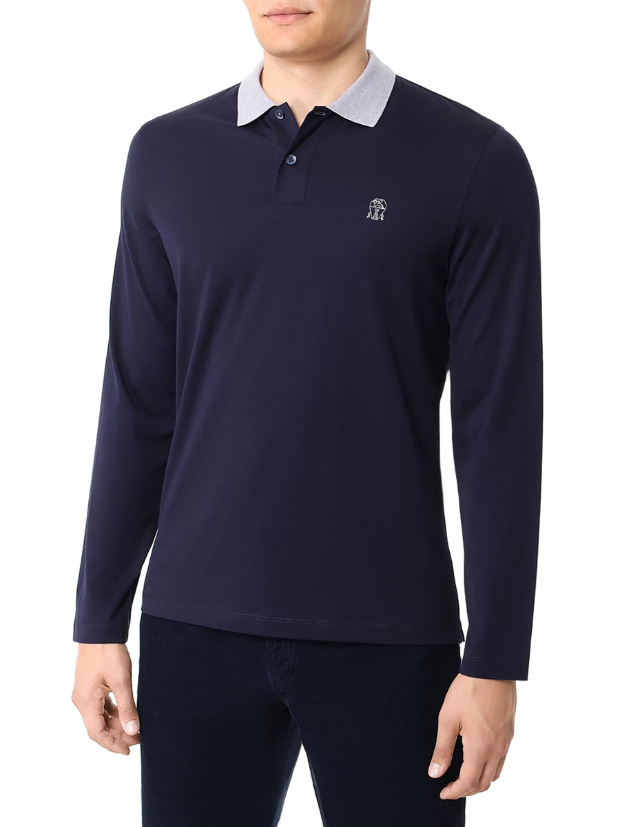 Поло хлопковое BRUNELLO CUCINELLI M0B138791G CK781 Синий  Фото 4