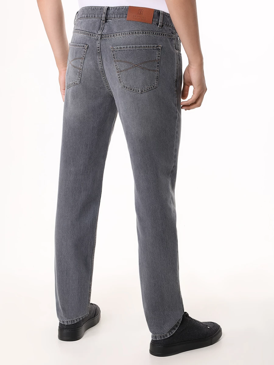 Джинсы Traditional Fit хлопковые BRUNELLO CUCINELLI M240PD3210 C9007 Серый  Фото 3
