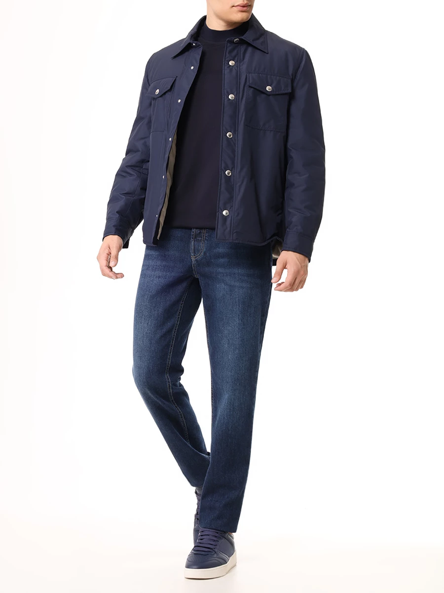 Футболка хлопковая BRUNELLO CUCINELLI M0B131366 C4425 Темно- Синий  Фото 2