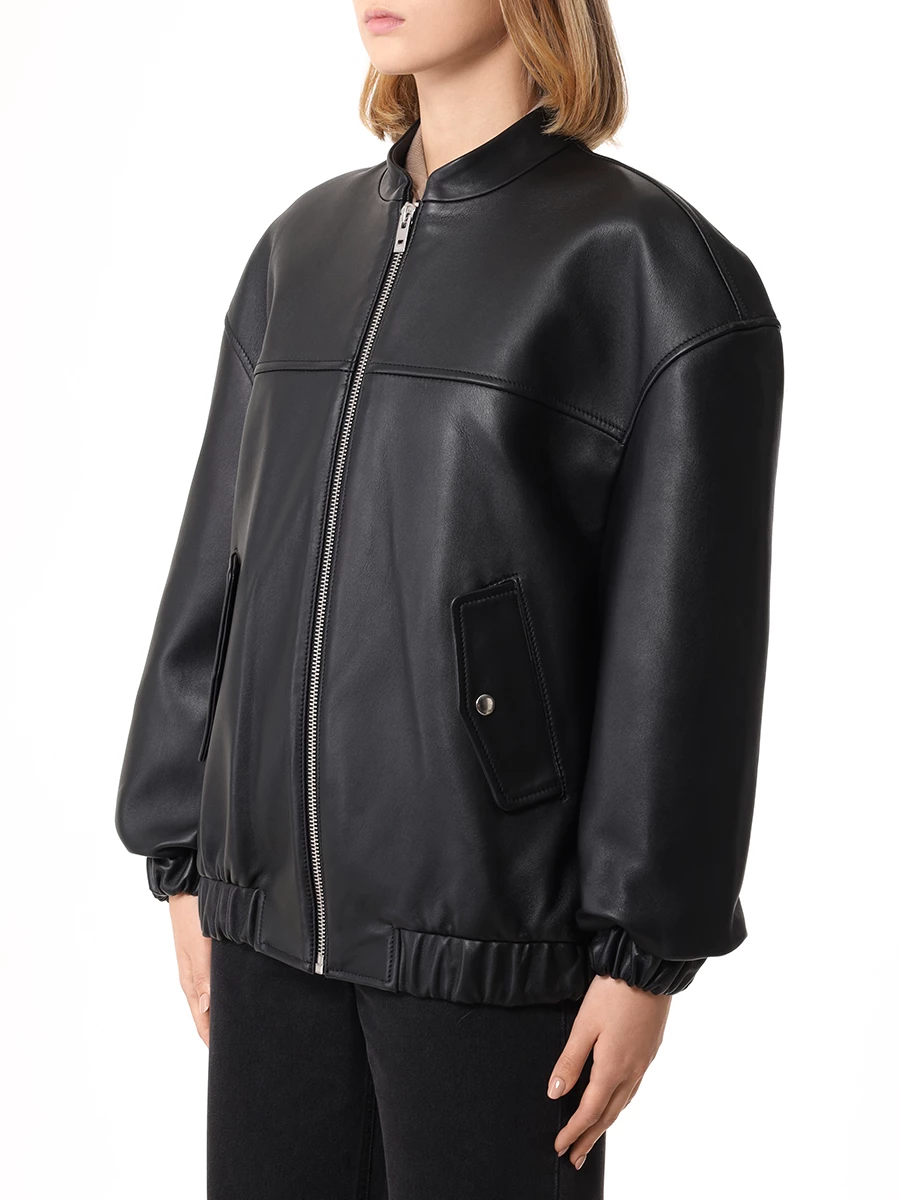 Бомбер кожаный BATS FW22_BM/01 Черный  Фото 4