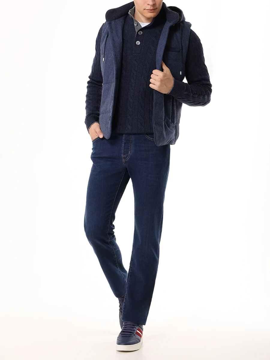 Джинсы Regular Fit из хлопка и лиоцелла JACOB COHEN UQE04 30 P3632 858D Синий  Фото 2