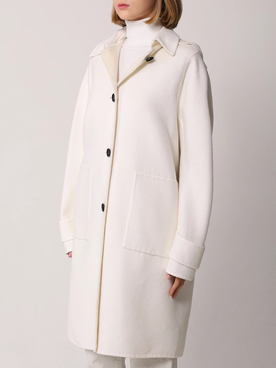 Пальто шерстяное LORENA ANTONIAZZI A2320CP12A/3517/1007 Белый  Фото 4