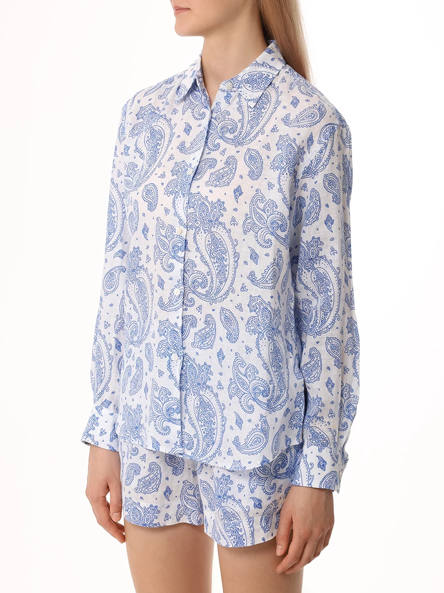 

Рубашка льняная, Голубой, MEREDITH - LINEN ELEGANT PAISLEY 0117