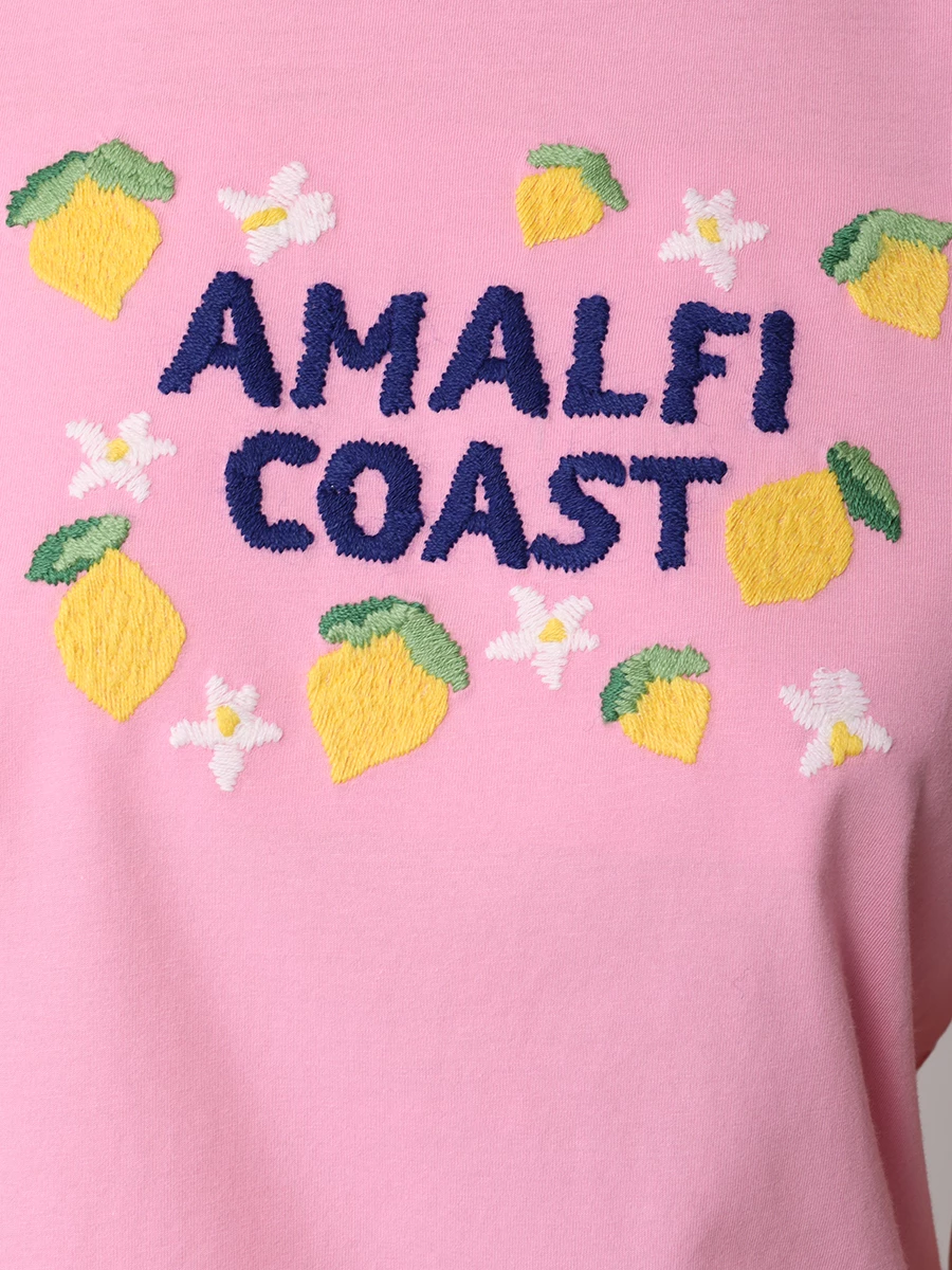 

Футболка хлопковая, Розовый, EMILIE - AMALFI COAST 23 EMB