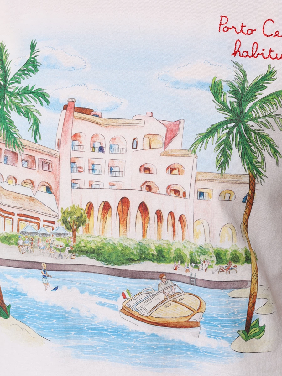 Футболка хлопковая MC2 SAINT BARTH EMILIE - PORTO CERVO HB 01 EMB Белый  Фото 5