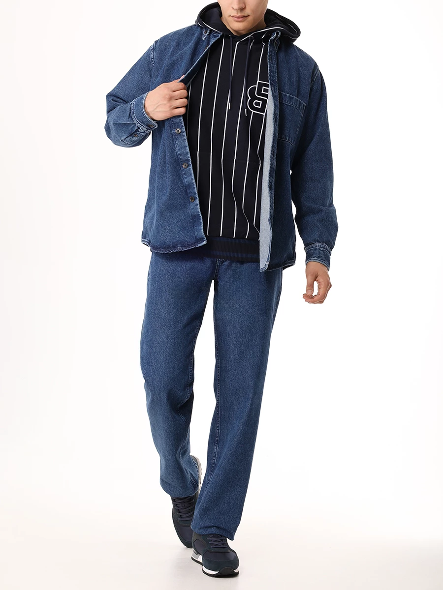 Худи хлопковое BOSS 50512081/404 Полоска  Фото 2