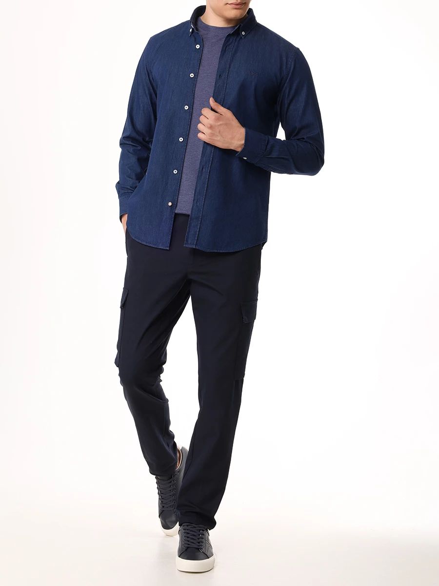 Рубашка Casual Fit хлопковая BOSS 50520260/410 Синий  Фото 2