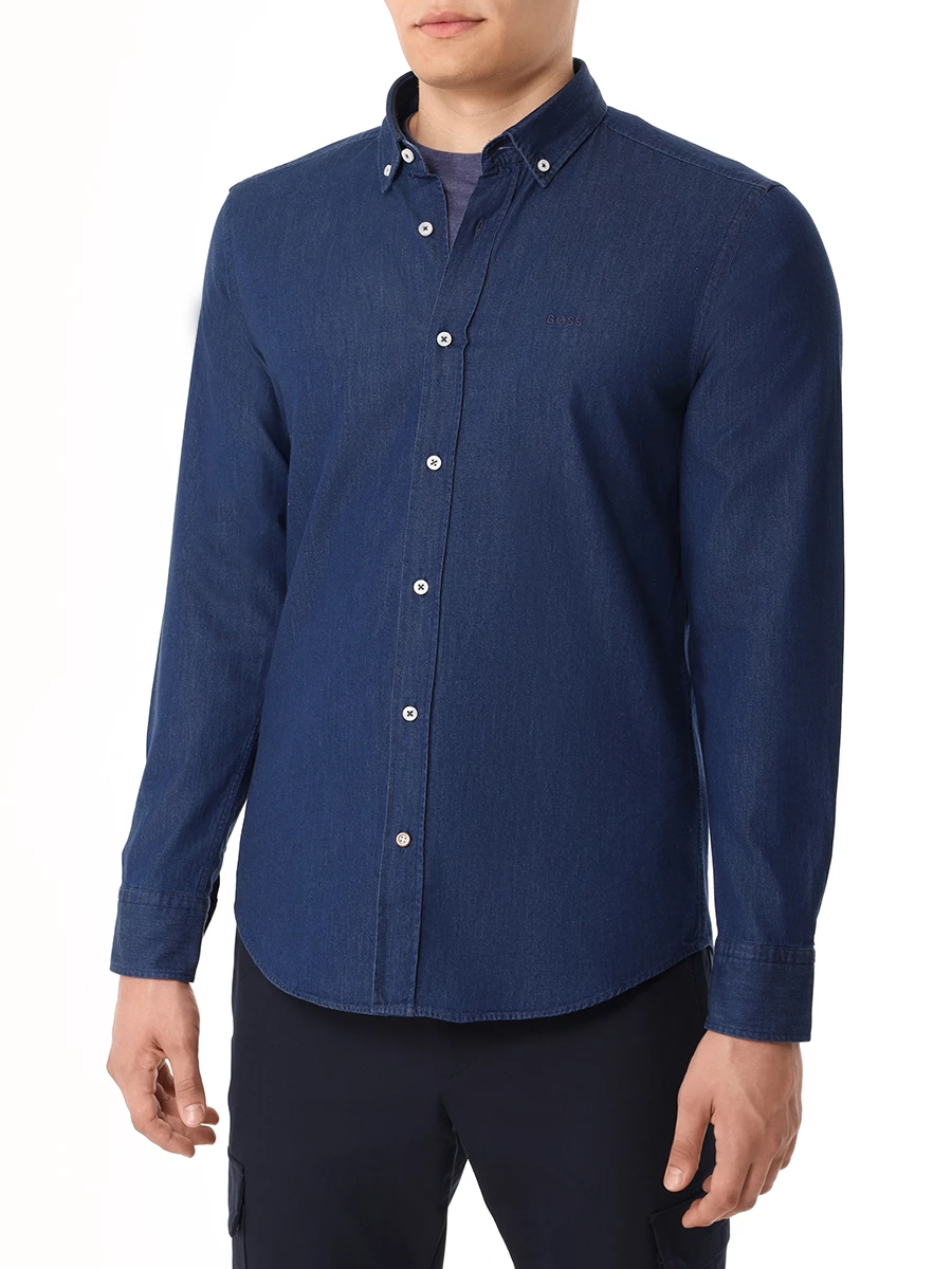 Рубашка Casual Fit хлопковая BOSS 50520260/410 Синий  Фото 4