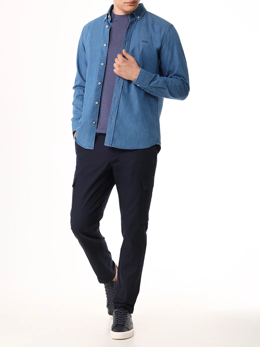 Рубашка Casual Fit хлопковая BOSS 50520260/460 Синий  Фото 2
