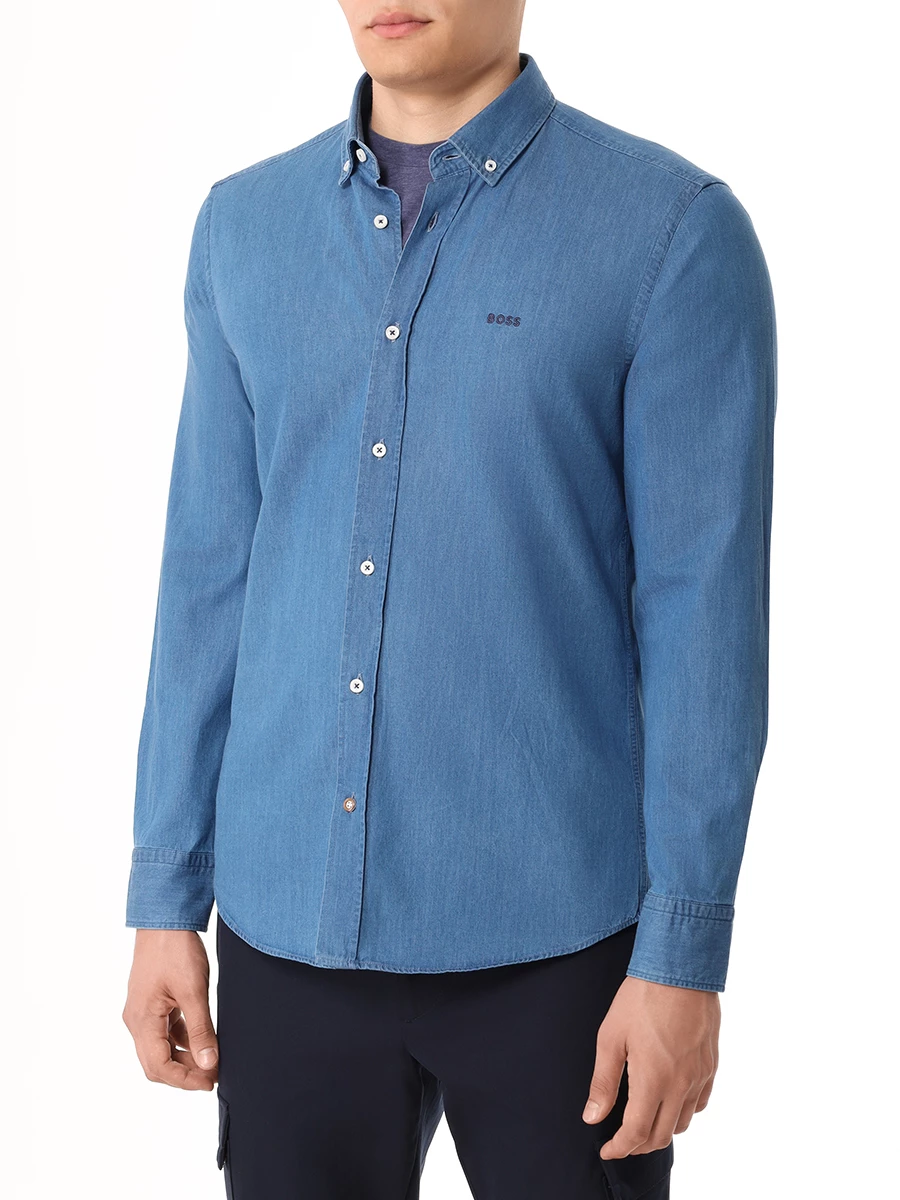 Рубашка Casual Fit хлопковая BOSS 50520260/460 Синий  Фото 4