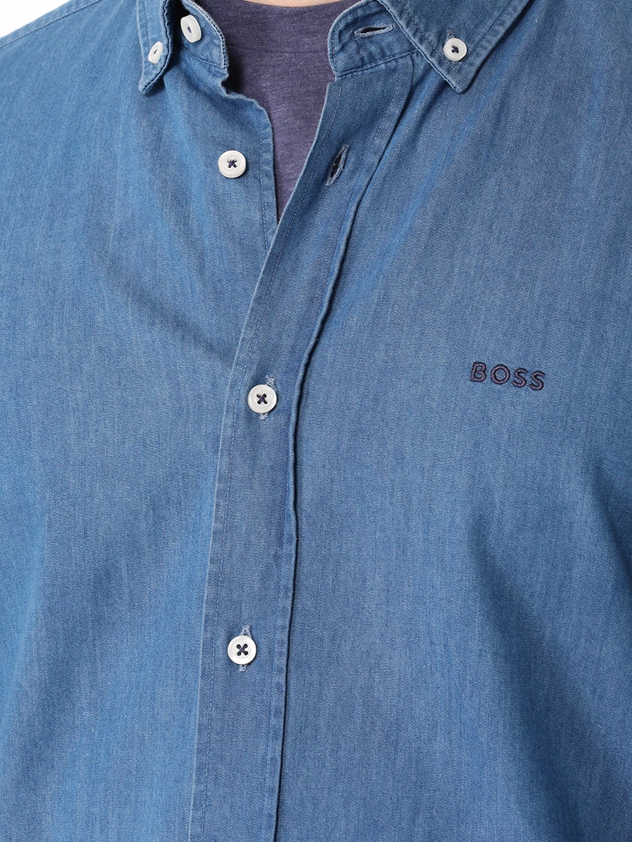 Рубашка Casual Fit хлопковая BOSS 50520260/460 Синий  Фото 5