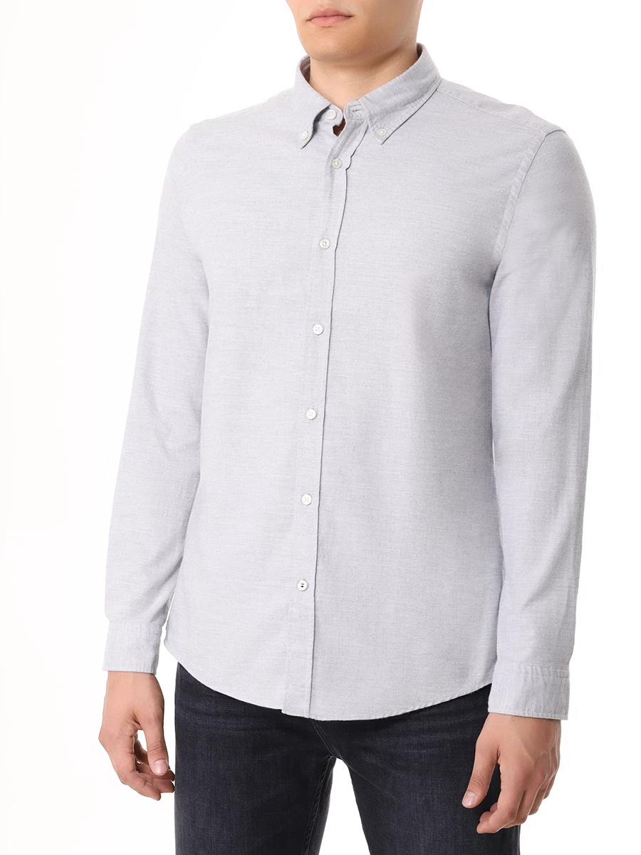 Рубашка Slim Fit хлопковая BOSS 50520267/041 Серый  Фото 4