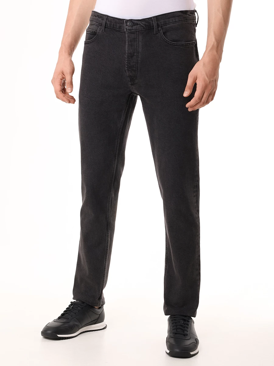 Джинсы Tapered Fit хлопковые HUGO 50511325/010 Серый  Фото 4
