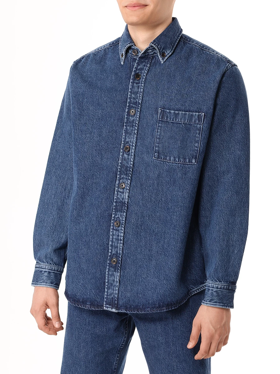 Рубашка Relaxed Fit джинсовая BOSS 50523449/425 Синий  Фото 4