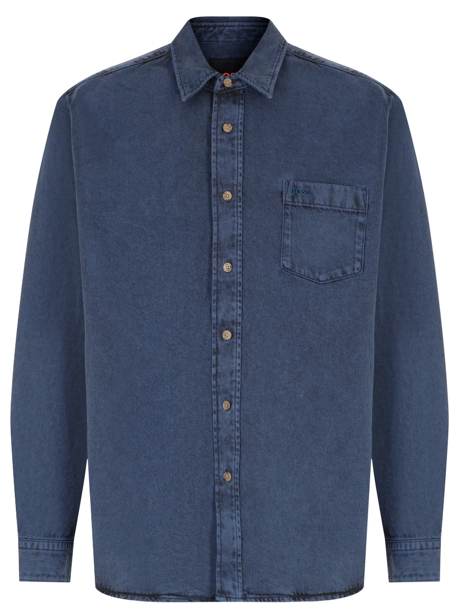 Рубашка Regular Fit хлопковая BOSS 50522600/464 Синий 
