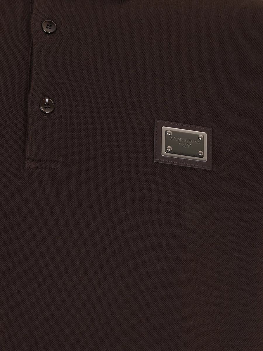 Поло хлопковое DOLCE & GABBANA G8PL4T G7NWZ M3977 Коричневый  Фото 3