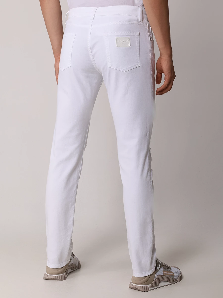 Джинсы Slim Fit хлопковые DOLCE & GABBANA GY07CD G8KW6 S9001 Белый  Фото 3