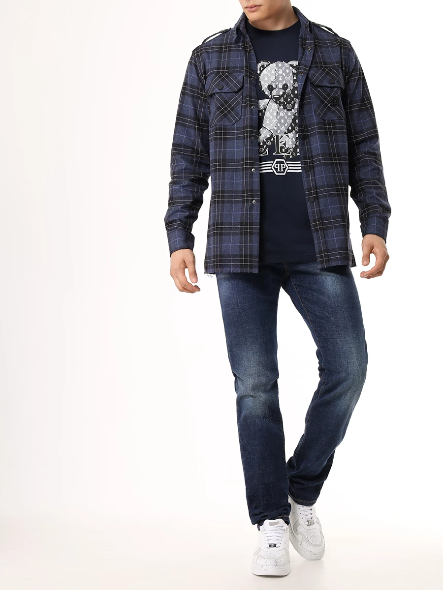 Рубашка Regular Fit хлопковая PHILIPP PLEIN MRP2208/14 Синий  Фото 2