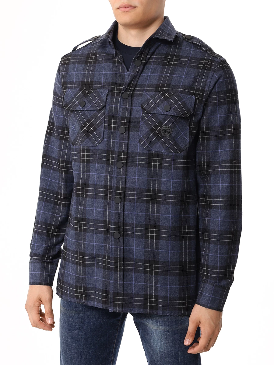 Рубашка Regular Fit хлопковая PHILIPP PLEIN MRP2208/14 Синий  Фото 4