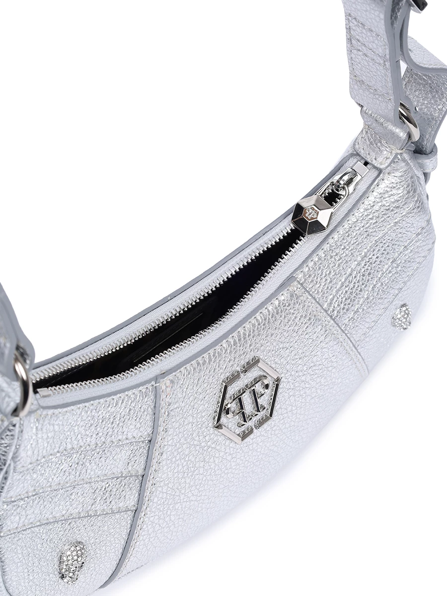 Сумка кожаная PHILIPP PLEIN WBA1984/70 Серебряный  Фото 4