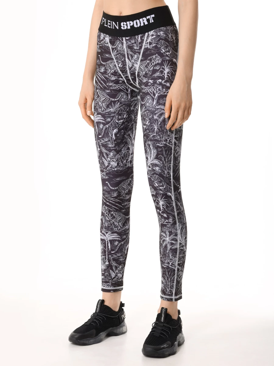 Леггинсы с принтом PLEIN SPORT WJT1954/02 Черный  Фото 4