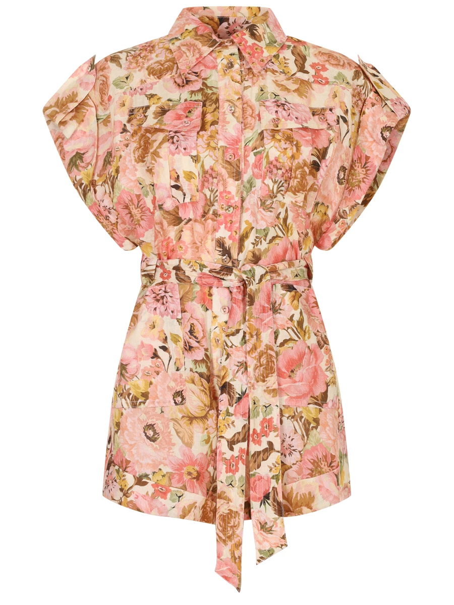 Комбинезон льняной ZIMMERMANN 2801YSS245 Pink Rose Бежевый 