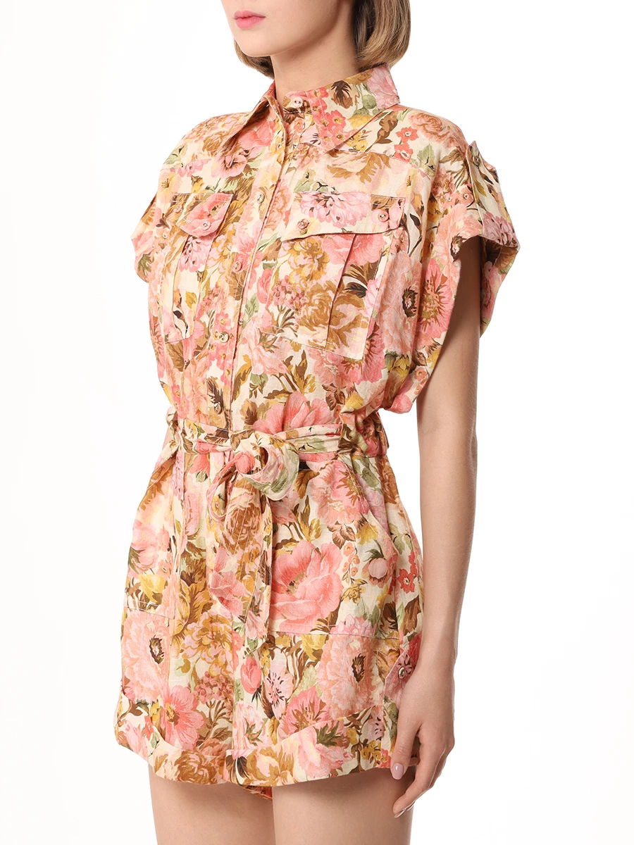 Комбинезон льняной ZIMMERMANN 2801YSS245 Pink Rose Бежевый  Фото 4