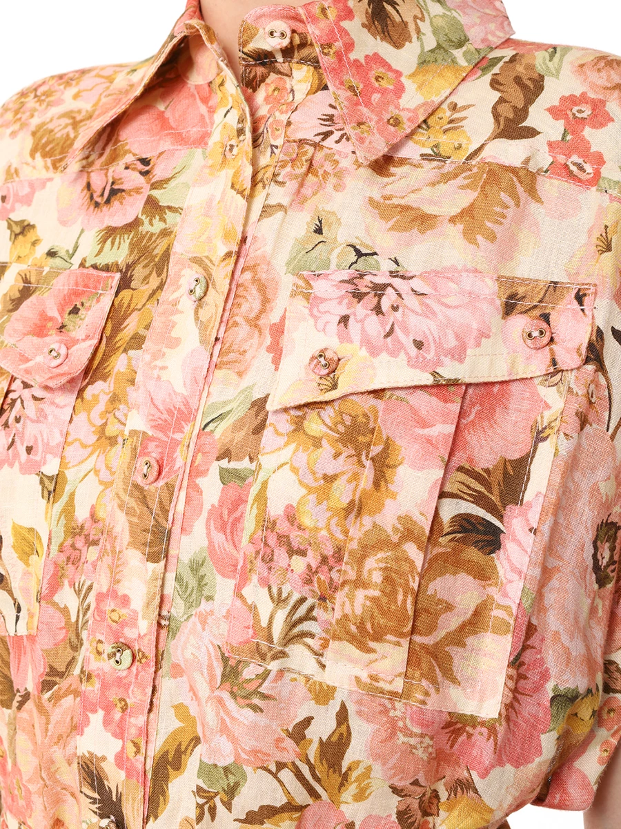 Комбинезон льняной ZIMMERMANN 2801YSS245 Pink Rose Бежевый  Фото 5