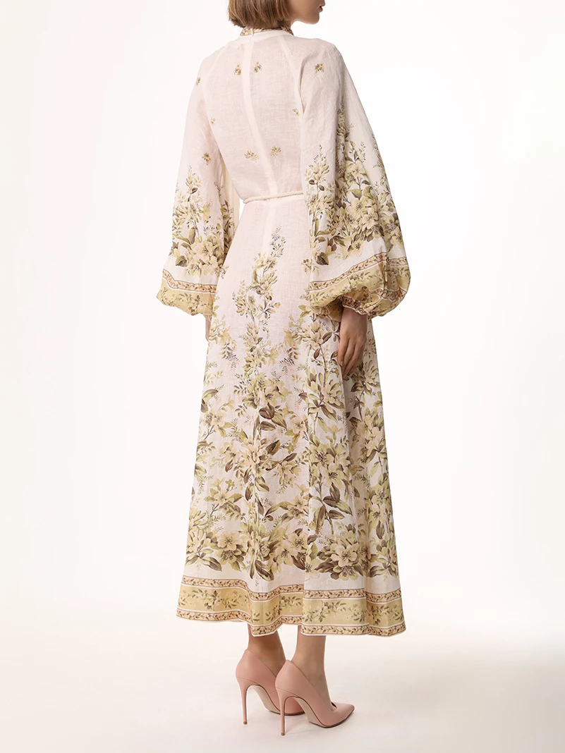 Платье льняное ZIMMERMANN 1084DSS245 Sage Toile Floral Кремовый  Фото 3