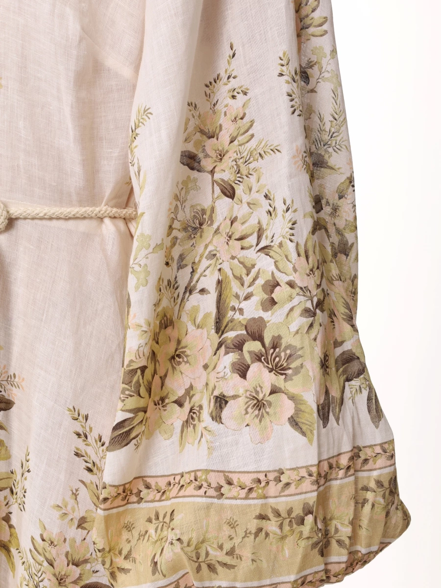 Платье льняное ZIMMERMANN 1084DSS245 Sage Toile Floral Кремовый  Фото 5