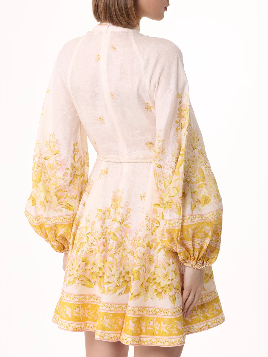 Платье льняное ZIMMERMANN 1083DSS245 Pink/Gold Floral Желтый  Фото 3