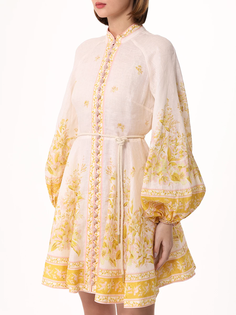 Платье льняное ZIMMERMANN 1083DSS245 Pink/Gold Floral Желтый  Фото 4