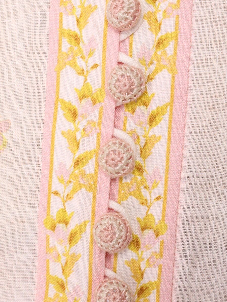 Платье льняное ZIMMERMANN 1083DSS245 Pink/Gold Floral Желтый  Фото 6