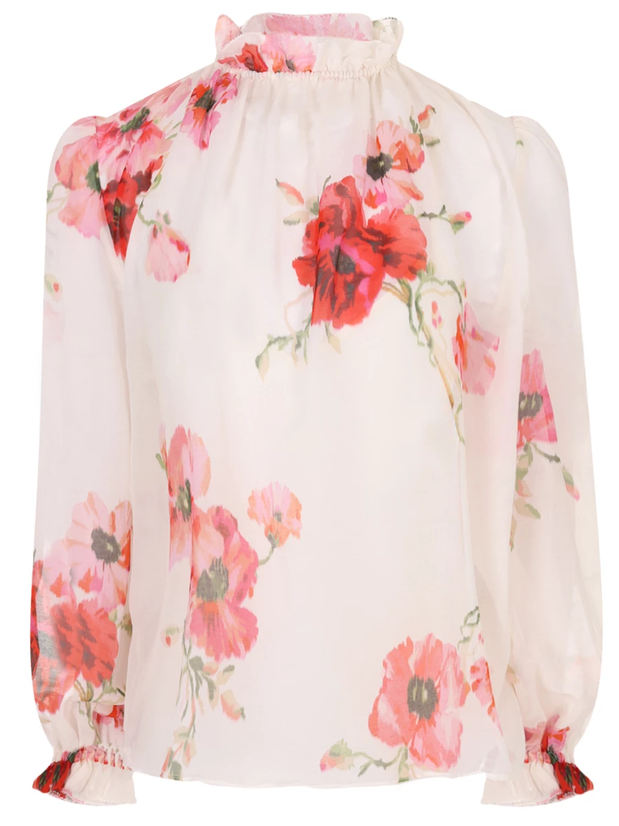 

Блуза хлопковая, Белый, 1135TSS246 Cream/Red Floral