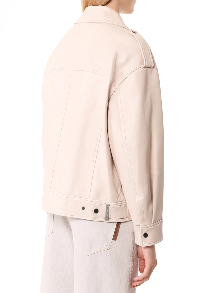 Куртка кожаная BRUNELLO CUCINELLI MPNGI7993P C7872 Бежевый  Фото 3