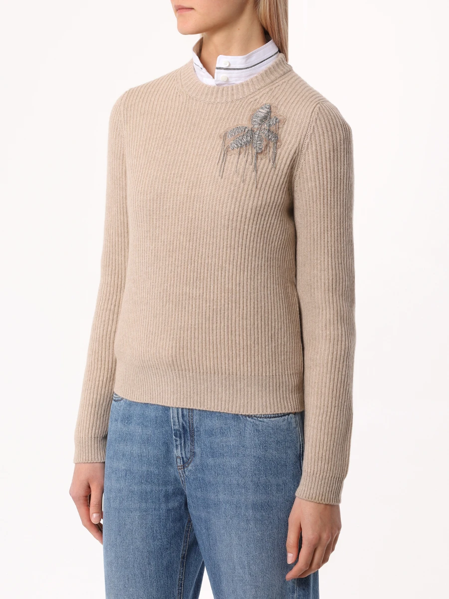 Джемпер кашемировый BRUNELLO CUCINELLI M12709900P C059 Бежевый  Фото 4