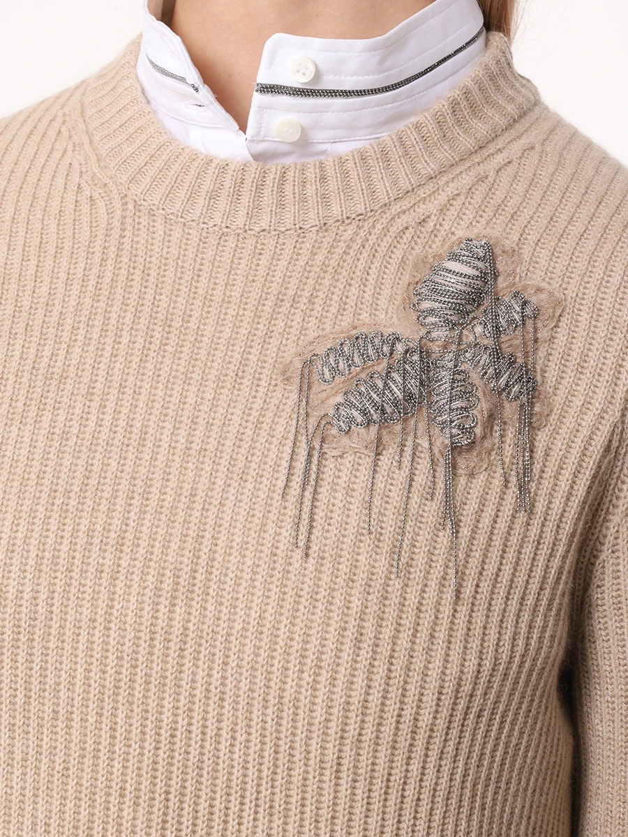 Джемпер кашемировый BRUNELLO CUCINELLI M12709900P C059 Бежевый  Фото 5