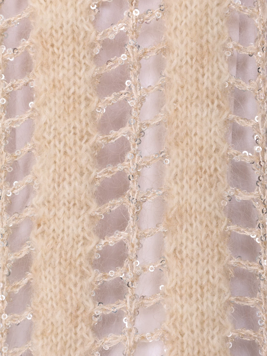 Пуловер Dazzling Net из шерсти и мохера BRUNELLO CUCINELLI MCM510612P CQK82 Бежевый  Фото 6