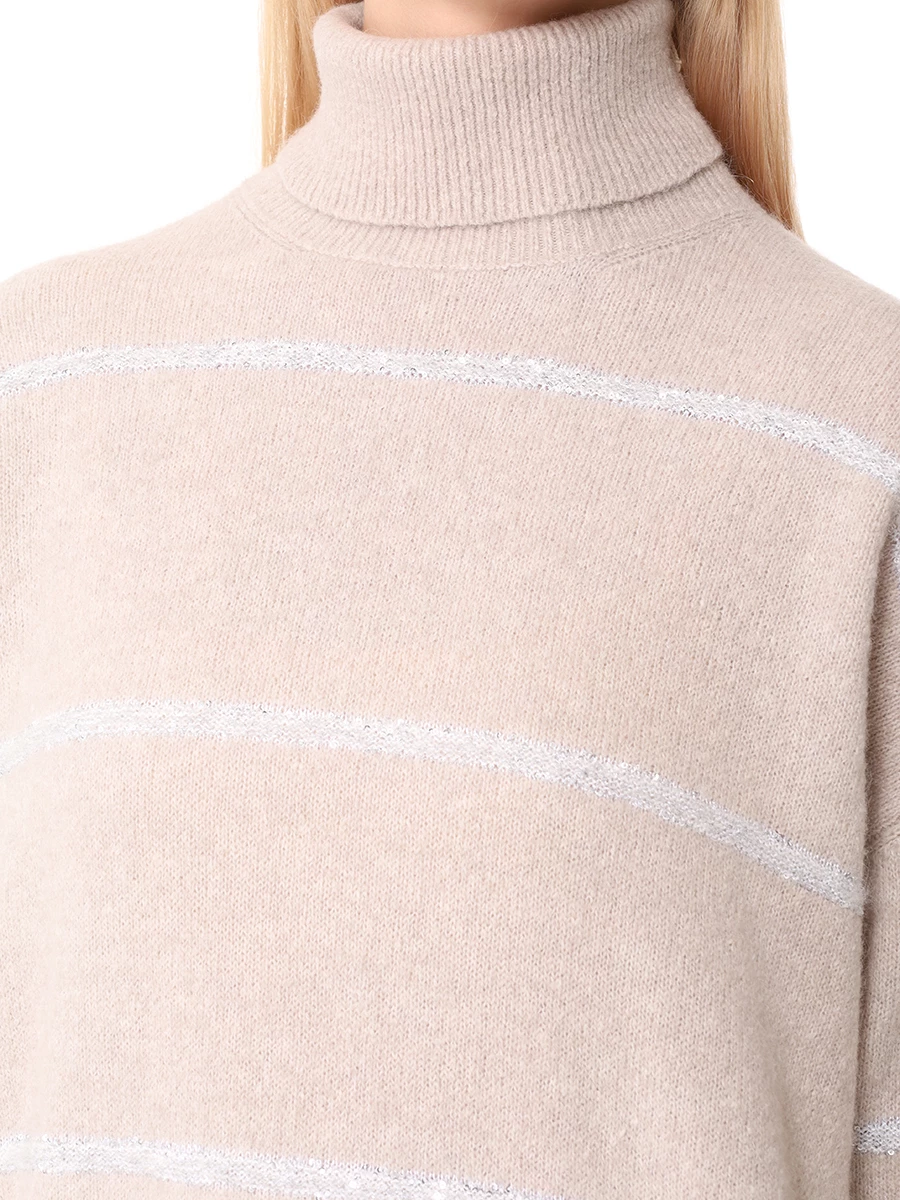 Свитер с пайетками BRUNELLO CUCINELLI MSP710603P CHL22 Бежевый  Фото 5