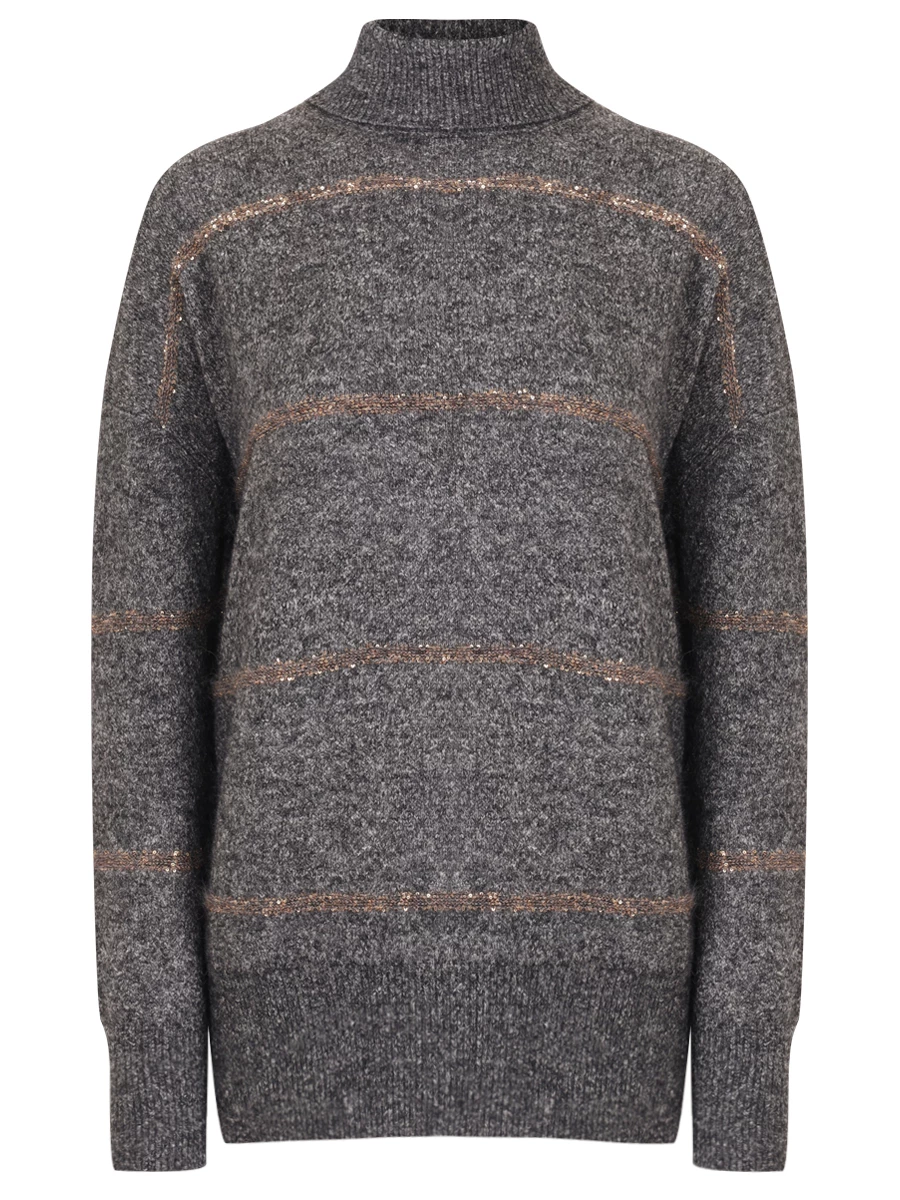 Свитер с пайетками BRUNELLO CUCINELLI MSP710603P CZF59 Темно- Серый 