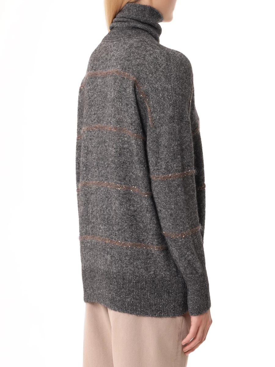 Свитер с пайетками BRUNELLO CUCINELLI MSP710603P CZF59 Темно- Серый  Фото 3