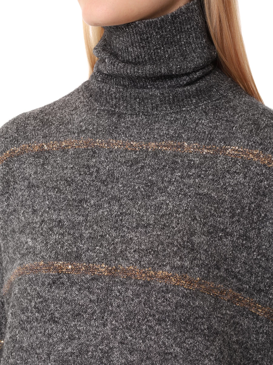 Свитер с пайетками BRUNELLO CUCINELLI MSP710603P CZF59 Темно- Серый  Фото 5
